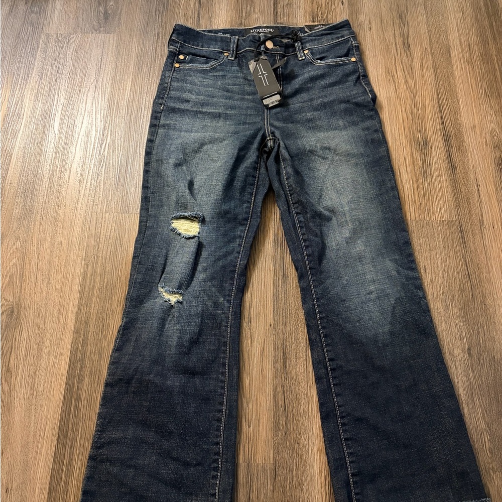 Liverpool The Crop Flare Garner Distressed Jeans NWT